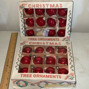 2 boxes Poland mercury hand blown glass Christmas ornaments